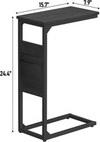 TUTOTAK C Shaped End Table, Side Table for Couch, Sofa Table with Storage Bag, TV Tray for Living Room, Bedroom, Black TB01BK0822