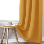 ChrisDowa 100% Blackout Curtains 108 inch Long for Bedroom with Black Liner, 2 Thick Layers Total Blackout Thermal Insulated Grommet Window Curtains 2 Panels Set (Mustard Yellow, 52 x 108 Inch)