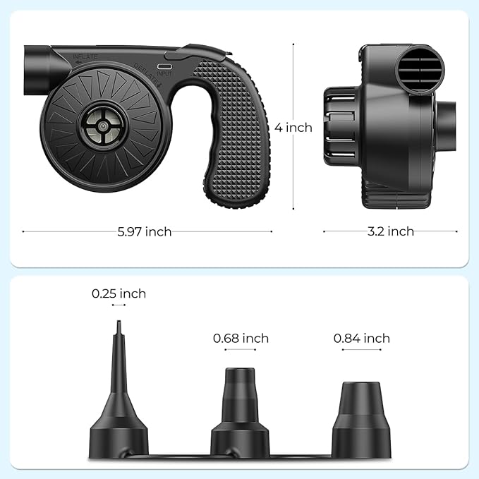 Portable Electric Air Mattress Pump, Rechargeable 4000mAh Battery Air Pump - Quick-Fill Air Inflator Deflator for Outdoor Camping Inflatable Bed Pool Boat Float Raft Swimming Rings Snow Tube