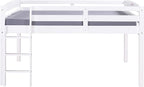 Camaflexi Tribeca Solid Wood Low Loft Bed Frame / 14 Wood Slats and 2 Center Supports / No Box Spring Necessary / Easy Assembly / Full - White, T1303F