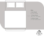 Linen Home 100% Cotton Percale Sheets Full Size, Silver, Deep Pocket, 4 Pieces Set - 1 Flat, 1 Deep Pocket Fitted Sheet and 2 Pillowcases, Crisp Cool and Strong Bed Linen