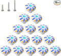 HUAMULAN 15PCS Glossy Ceramic Knobs Button Round Mushroom Cabinet Dresser Vintage Pulls Door Handles Cupboard Wardrobe Drawer, Dia. 1.5 inch 38mm