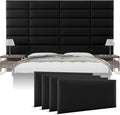 Vänt Upholstered Wall Panels - Queen/Full Size Wall Mounted Headboards - Vintage Leather Jet Black - Set of 4 Panels (Each Individual Panel 30"x11.5")