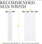 NICETOWN Solid Window Curtain Panels, Grommet, Polyester, Bedroom, White, 42 x 90, Pack of 2