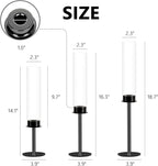Hurricane Candle Holders Metal Candlestick Holder for Glass Taper Tall Candle Holders with Crystal Chimney Tube Candles Stands for Home Decor, Christmas, Dinning (18, Black)