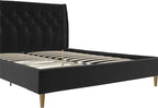 Novogratz The Her Majesty Upholstered Bed, Queen, Black Velvet