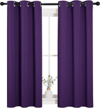 NICETOWN Blackout Curtain Panels for Kids Room, Triple Weave Home Decoration Thermal Insulated Solid Ring Top Blackout Curtains/Drapes (Set of 2, 34 x 54 inches, Royal Purple)