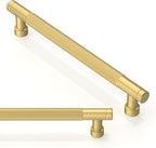 10 Pack Brushed Gold Knurled Cabinet Pulls 6.3 Inch(160mm) Kitchen Cabinet Handles Solid Zinc Alloy Cabinet Hardware Drawer Pulls