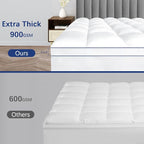 CYMULA Full XL Mattress Topper, Extra Thick Pillow Top Mattress Topper, Cooling Mattress Pad Cover with 8-21 Inch Elasticated Deep Pockets, Firm Plush Down Alternative Fill Mattress Protector