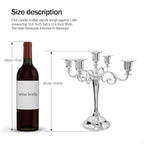 Silver Candle Holder，5 Arms Metal Candle Holders for Taper Candles（10.6 inch Tall Candelabra, for 1/2-1 inch Pillar Candles Diameter Each）,Candlestick Holders Centerpiece Decoration