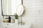 JERDON Lighted Makeup Mirror with 10X-1X Magnification & 15X Spot Mirror - Nickel Finish - Model HL9510NL