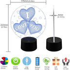 AZIMOM 3D I Love You Illusion lamp LOVE Shape Night Light 16Colors Changing Smart Touch Remote Control Optical Illusion Bedside Lamps Bedroom Home Decoration for Kids Boys & Girls Women Birthday Gifts