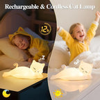 Lying Flat Cat Lamp Cat Gifts, 16 Colors+5 Dimming+Silicone Cute Lamp, Touch+Remote Control+Rechargeable Night Light for Kids, Fun & Cool Weird Stuff Random Stuff, White Elephant Gifts for Adults/Kids
