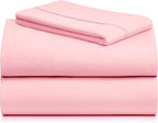 LuxClub 3 PC Sheet Set Bed Sheets Deep Pockets 16" Eco Friendly Wrinkle Free Cooling Machine Washable Hotel Bedding Silky Soft - Baby Pink Twin XL