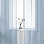 DUALIFE 45 Inches Long Dusty Blue Voile Sheer Curtains for Nursery 2 Panels Grommet Small Windows Short Drapes Solid Blue Sheer Curtains for Bathroom Boys Bedroom 52 X 45 Inch Long