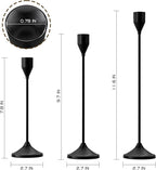 Brass Black Metal Taper Candle Holder, Vintage Candlestick Holders, Candle Sticks Holder Decor for Wedding Wedding, Dinning, Party, Fits 3/4 inch Thick Candle&Led Candles (Set of 3 Pcs)