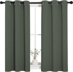 NICETOWN Dark Mallard Blackout Curtain Panels for Bedroom, Thermal Insulated Grommet Top Blackout Draperies and Drapes for Basement (2 Panels, W34 x L45-inch)