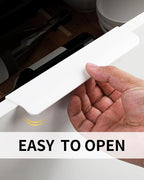 5 Pack 8 inch self Adhesive Cabinet Handles Warm White Adhesive Cabinet pulls Stick on Handles for Cabinet Finger pulls for Cabinet Concealed Drawer Edge pulls Adhesive Flat Drawer Handles