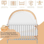 Pop Up Baby Crib Tent, Safety Tent to Keep Toddler from Climbing Out, Canopy Against Falls and Bites, Netting with Breathable & Soft Mesh, Orange (R07-orange)