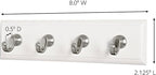 Command Key Rail, Holds up to 2 lb, 8-inch Rail with 4 Key Hooks and 6 Command Strips, Quartz, Removable Key Hooks for Entryway or Hallway, Hang Keys, Hats, Dog Leashes, and Accessories