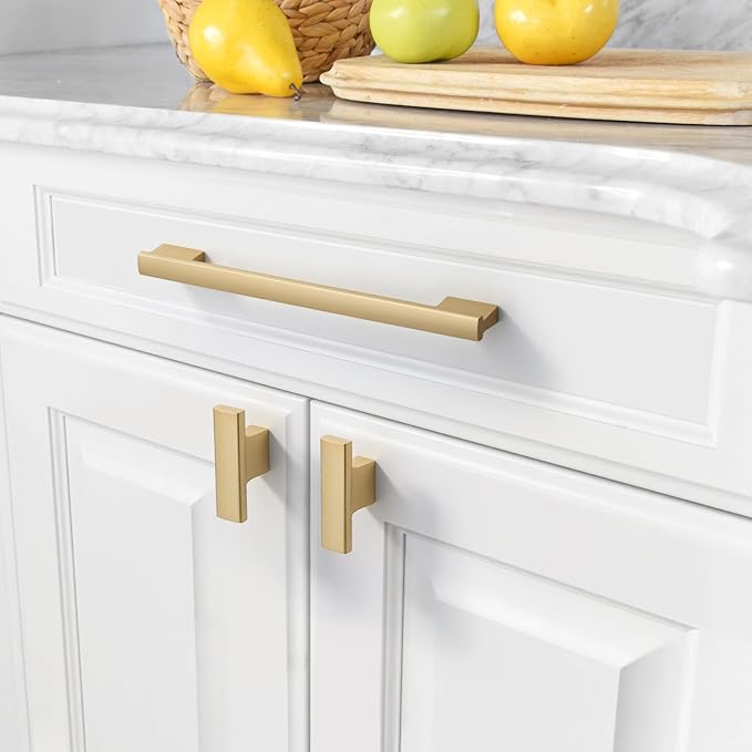 Asidrama 10 Pack 7.5 Inch(192mm) Brushed Gold Cabinet pulls Kitchen Cabinet Handles, Cabinet Pulls Gold Kitchen Cabinet Hardware for Cupboard Drawer Pulls