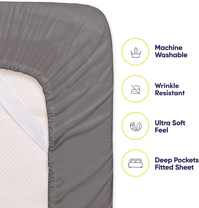 Cal King Size Bed Sheets - 6 Piece 1500 Supreme Collection Fine Brushed Microfiber Deep Pocket California King Sheet Set Bedding - 2 Extra Pillow Cases, Great Value, California King, Gray