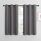 NICETOWN Blackout Curtain Panels for Bedroom, Grey, 2 Panels, W29 x L20-inch, Thermal Insulated Grommet Top Blackout Draperies and Drapes for Basement