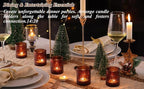 15Pcs Glass Votive Candle Holders, Amber Tea Light Candle Holders Vintage Fall Tealight Candle Holder Bulk for Autumn, Thanksgiving Table Centerpieces, Christmas Decor (Amber)