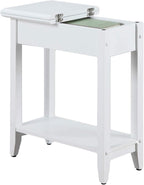 Convenience Concepts American Heritage Flip Top End Table 23.25" - Classic Narrow Chairside Accent with Hidden Storage & Lower Shelf for Traditional, Modern Living Room, White
