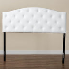 Baxton Studio Myra Modern and Contemporary Full Size White Faux Leather Upholstered Button-Tufted Scalloped Headboard