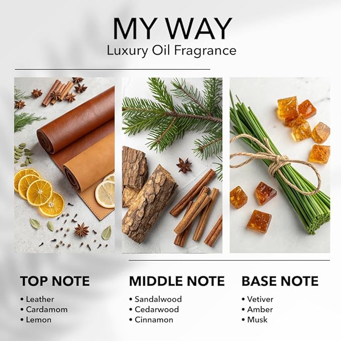 My Way Diffuser Oil, Inspired by 1 Hotel Miami Beach, 3.3 Fl Oz, 100 mL, Hotel Scent Diffuser Oil, My Way Aromatherapy Blend of Essential Oils for Home & Office, Leather & Sandalwood Scent.