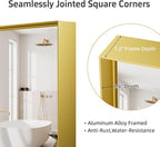55x30 Inch Gold Bathroom Mirrors for Over Sink, Aluminum Metal Framed Mirror, Large Mirror,Wall-Mounted Rectangle Mirrors, Tempered Glass, High Definition, Horizontal/Vertical