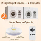 【2 PACK】 Bathroom Clock,10 Levels Dimmable+3 Light Colors+Remote Shower Clock+Bathroom Night Light, 90 Lumen Shower Timer+Light Timer, Aora Night Light, Nightlight Plug in Night Lights for Wall Socket