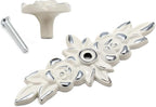 Uenhoy 5 Pcs Rose Cabinet Knobs with Backplate, Vintage Floral Drawer Knob Pulls, Zinc Alloy Rose Flower Drawer Pull Handles for Cabinets and Dresser - 4 Inch, Ivory White with Silver Trim
