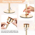 NUPTIO Hurricane Glass Candles Holder: 18 Pcs Gold Taper Candle Stick Holder Bulk - Modern Candlestick Decor with Tall Ribbed Chimney Sleeve for Thanksgiving Christmas Centerpiece