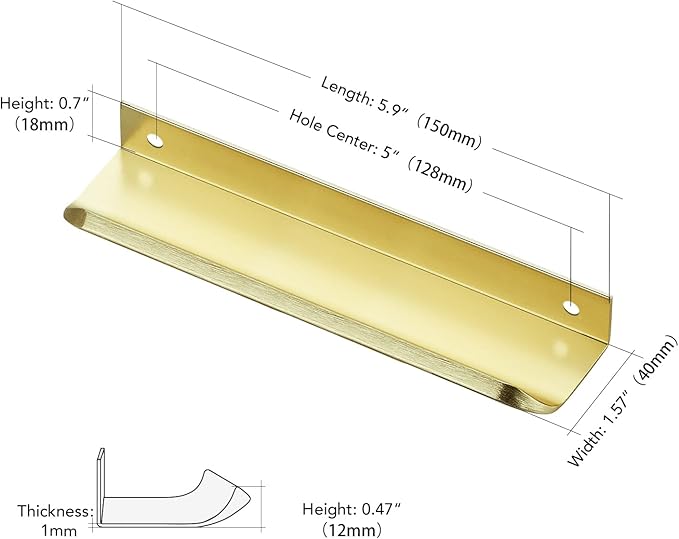 Ravinte Hardware Metal Gold 6 Pack Hardware Handle, 5.9 inch Cabinet Pulls for Cabinets and Drawers