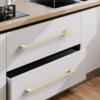 6 Pack Brushed Gold Cabinet Handles 12.5 Inch - Kitchen Hardware, Wardrobe Pulls, Brass Dresser Pulls for Cabinets