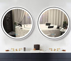 30 Inch Black Framed Round LED Mirror for Bathroom Wall Mounted 30" Black Round Lighted Vanity Mirror with Lights Black Frame Antifog Smart Momery Dimmable 3 Color Frontlights