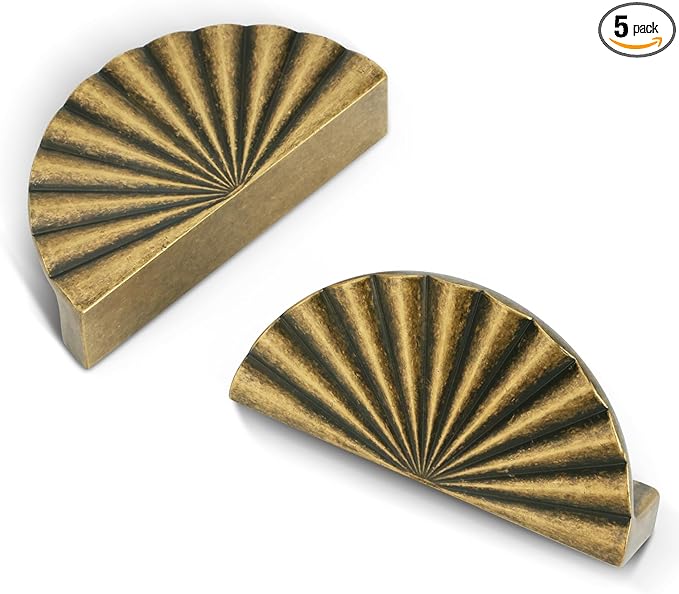5 Pack 3 Inch (76mm) Antique Brass Cabinet Pulls Cup Flat Drawer Handles Kitchen Cupboard Pull Bathroom Dresser Sunflower Handle Unique Hardware for Furniture Door Wardrobe Hardware TYH-AB-5