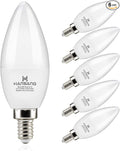 hansang Candelabra LED Bulbs,60 Watt Equivalent,600LM Warm White 2700K,Type B Light Bulb,E12 Small Base,Decorative Chandelier Bulb,Ceiling Fan Bulbs,Non-Dimmable,Pack of 6
