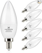 hansang Candelabra LED Bulbs,60 Watt Equivalent,600LM Warm White 2700K,Type B Light Bulb,E12 Small Base,Decorative Chandelier Bulb,Ceiling Fan Bulbs,Non-Dimmable,Pack of 6