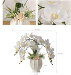LESING Artificial Potted Orchid Flower for Table Centerpieces,Real Touch White Fake Orchid Flowers in Vase for Home Decoration (Style 3,White Vase)