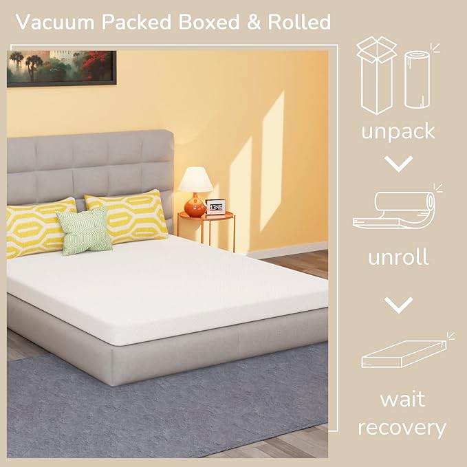 PayLessHere 5 Inch Memory Foam Mattress Cooling Gel Green Tea Infused Mattress,Medium Firm Mattresses Fiberglass Free/CertiPUR-US Certified/Bed-in-a-Box/Pressure Relieving King Size,White
