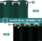 ChrisDowa 100% Blackout Curtains for Bedroom with Black Liner, 2 Thick Layers Total Blackout Thermal Insulated Grommet Small Window Curtains 2 Panels Set (Forest Green, 42 x 45 Inch)