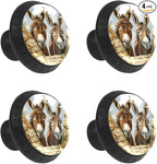 4 Pack Cabinet Knobs Donkey Animal Drawer Pulls Crystal Glass Round Knobs Handles for Dressers Drawer Bathroom Kitchen Cupboards Wardrobes Hardware Furniture Knobs