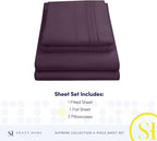 Queen Size Bed Sheets - Breathable Luxury Sheets with Full Elastic & Secure Corner Straps Built In - 1800 Supreme Collection Extra Soft Deep Pocket Bedding Set, Sheet Set, Queen, Purple