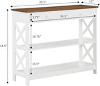 Convenience Concepts Oxford 1-Drawer Console Table 39.5" - Farmhouse Sofa Display with Storage Shelf For Living, Family, & Dining Room, Modern Entryway Hall Table for Kitchen, Bedroom, Driftwood/White