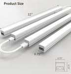 Under Cabinet Lighting Plug in, 32 Inch 4 Pcs, Linkable AC120V 3CCT 3000K/4000K/5000K Ultra Slim, LED Under Cabinet Lights for Counter Light, Kitchen, Shelf, Sink, Workshop, Desk, White