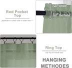 OWENIE Sage Green Sheer Curtains 108 Inches Long for Living Room Bedroom 2 Panels Set, Lightweight Airy Sage Green Sheer Curtain, Filmy Rod Pocket, 2 PCS, Each 59" W x 108" L