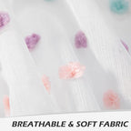 MYSKY HOME Rainbow Pom Pom Curtains Nursery Curtains for Girls Bedroom 63 Inch Length Long Window White Sheer Curtains for Kids Room Rod Pocket Farmhouse Window Drapes 2 Sets 38" x 63"